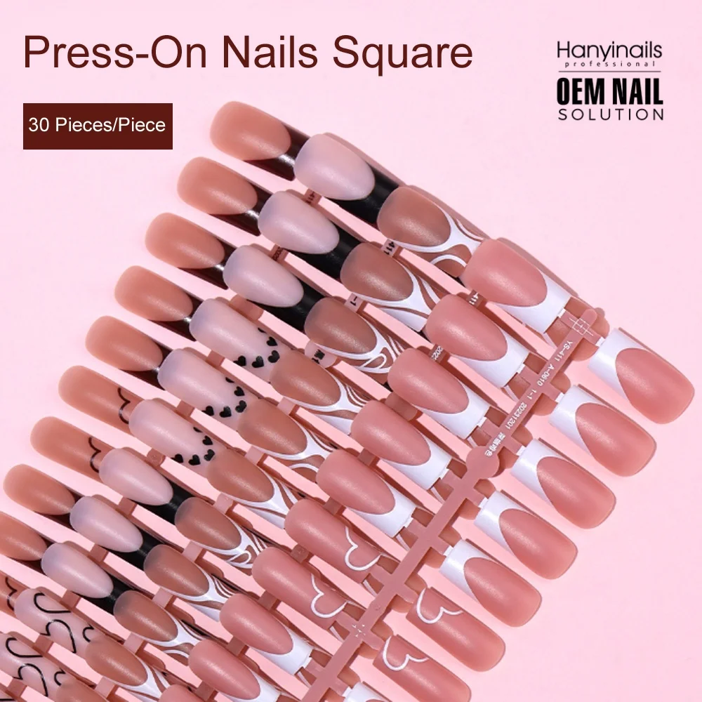 Hanyinails OEM Supplies Nail Beauty High Quality Acrylic Ultra Thin Nail Tips French Pattern Gelly Nails Tips