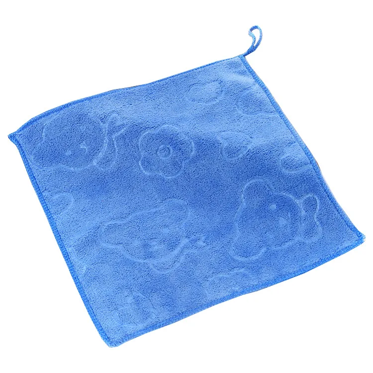 Cartoon Soft Microfiber Small Square Towel Absorbent Baby Hanging Saliva Handkerchief Cleaning Small Towel 25*25cm