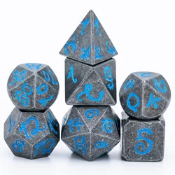 Udixi Custom D&D Old Dragon Font Metal 7PCS Polyhedral Dice Sets Dungeons and Dragons dice Metal Dragon
