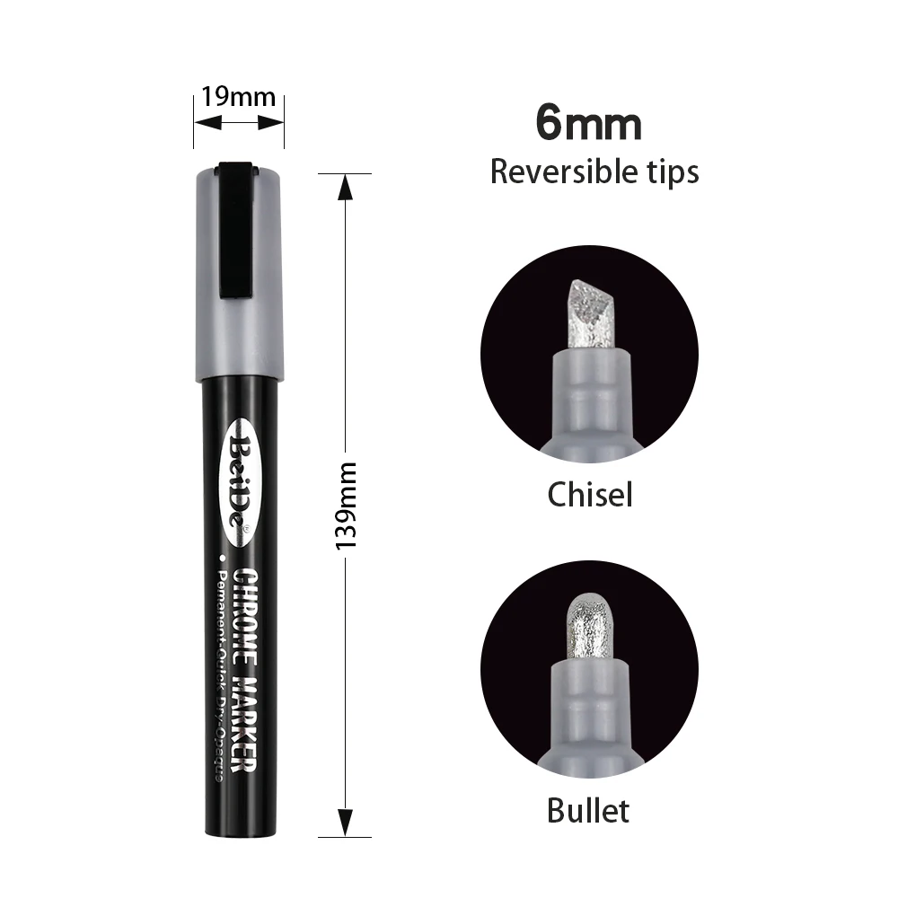 Golden Silver Art Liquid Mirror Chrome Marker Pen Gloss Oil-based Paint Marker Pen Liquid Chrome Marker