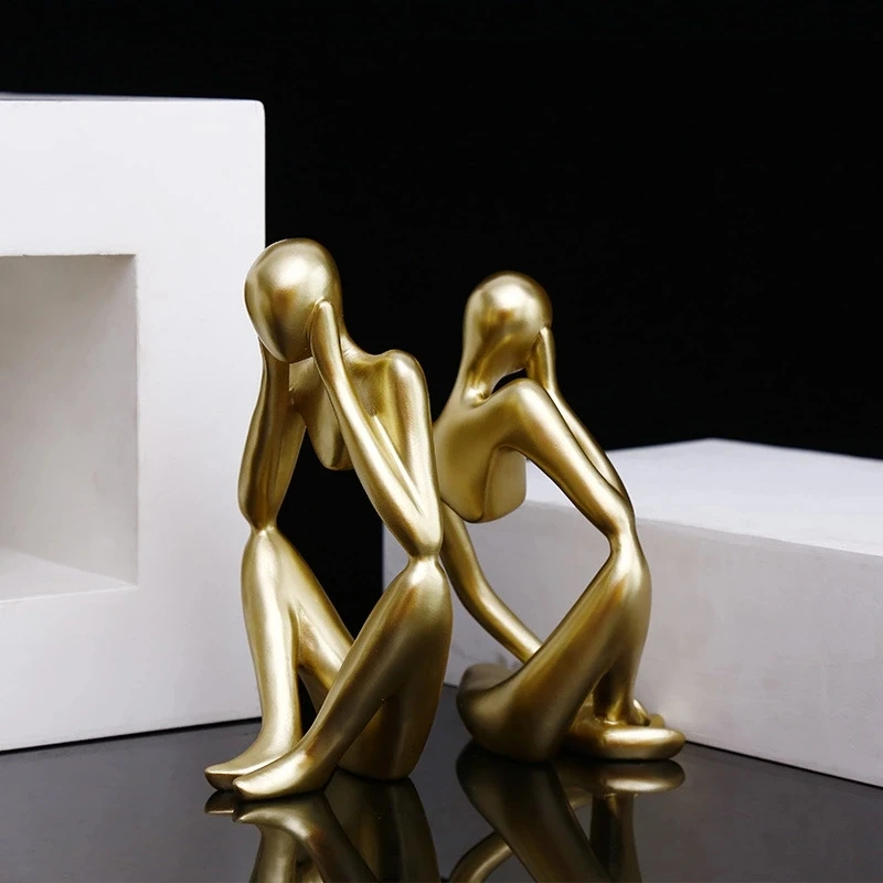 
Factory wholesale nordic light luxury golden resin figure decorative wine cabinet partition 