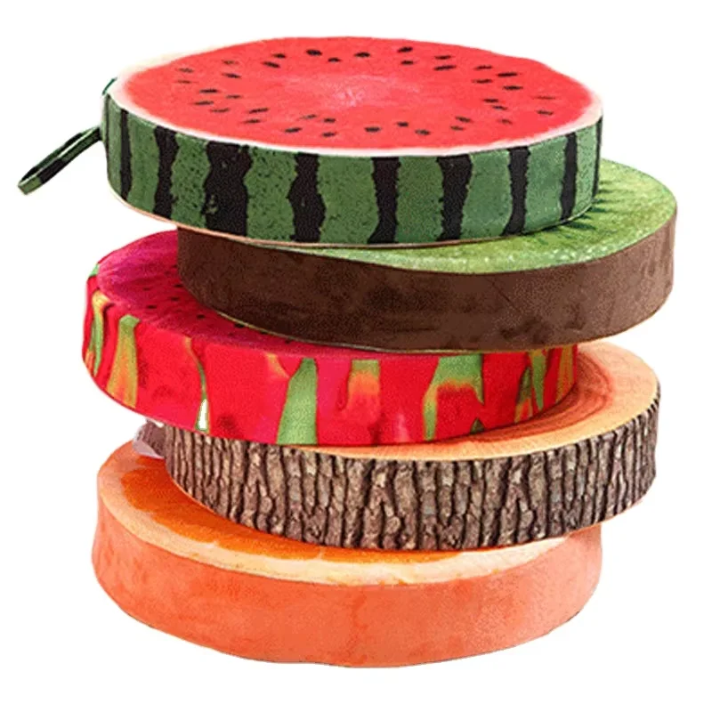 JYM Wholesale Custom Fruit Plush Cushions Suitable for Chair Sofa Soft Pillow Decorations round wood pillow