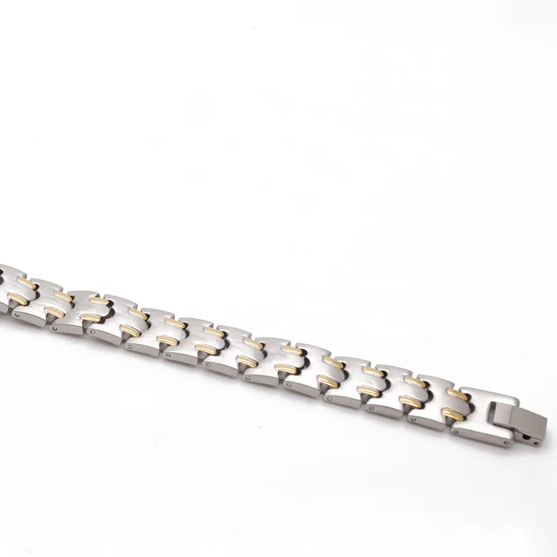 High quality men silver gold stainless steel 4 in 1 blood pressure neodymium magnetic bracelet