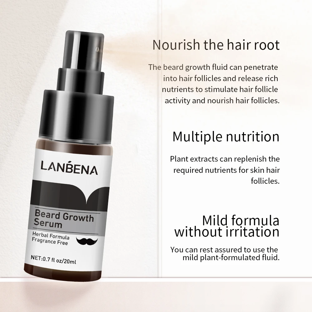 LANBENA Natural Herbal Best Beard Growth Oil Nourish Beard Care Thicken Fuller Free Shipping