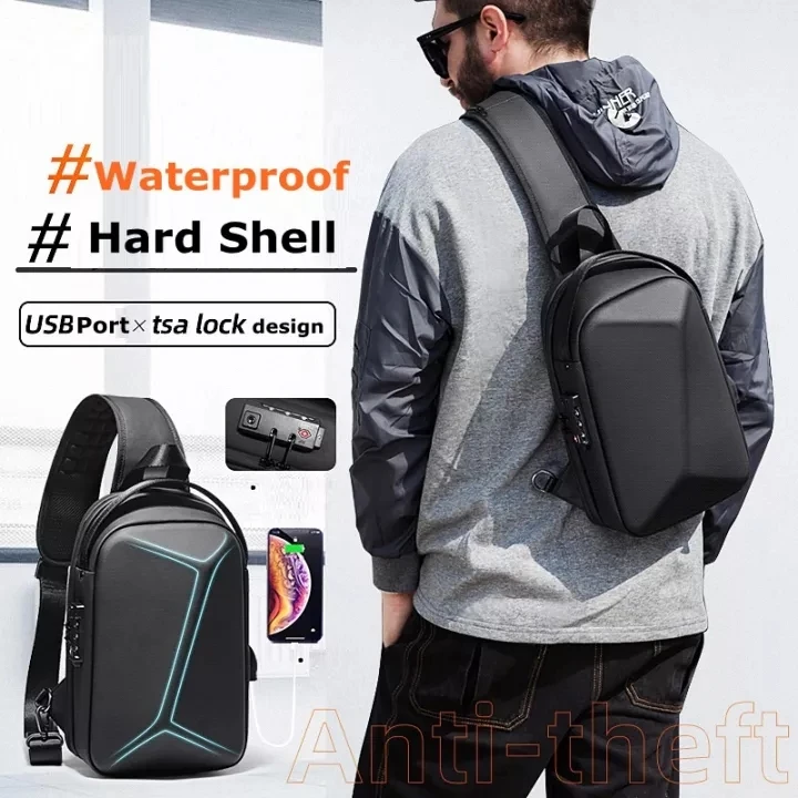2023 waterproof TSA sling bag men luxury hot sale small sling bag for men fashion shell bag