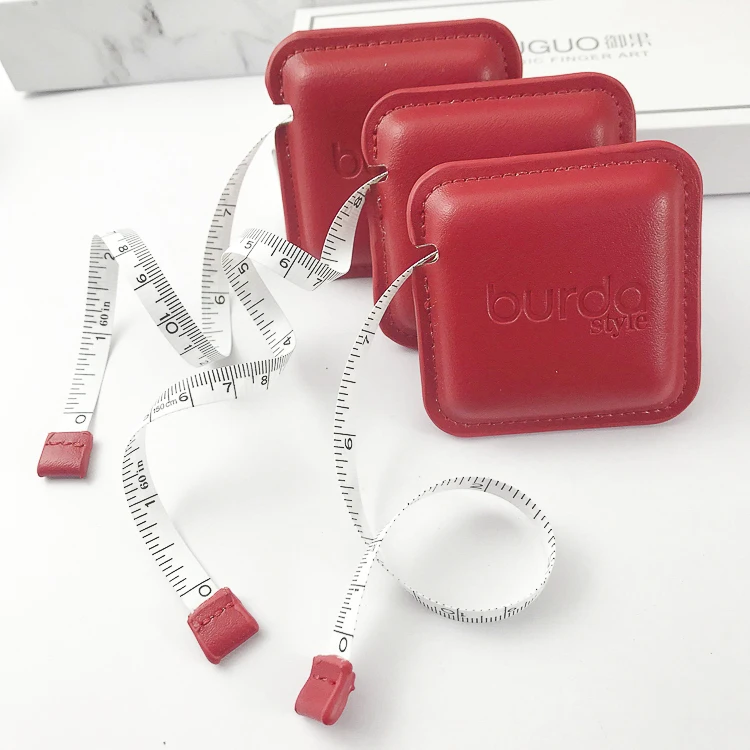 1.5m/60inch High Quality Square Sewing Tailor Leather Measuring Tape  with Customized Logo Leather Tape Measure