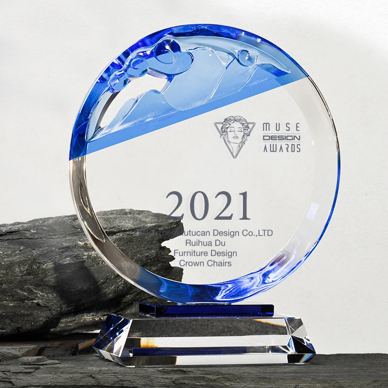 Jadevertu blue cloud award trophy for corporate gift  annual trophy trofeos Business gift