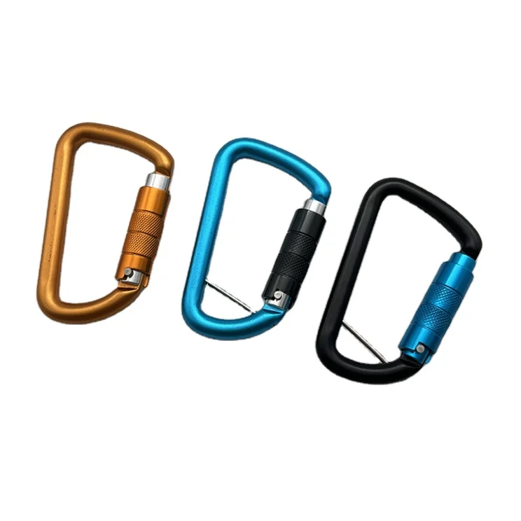 Factory Light Weight 7075 Aluminium Alloy Safety D Shaped Aluminum Carabiner Clip with Pin