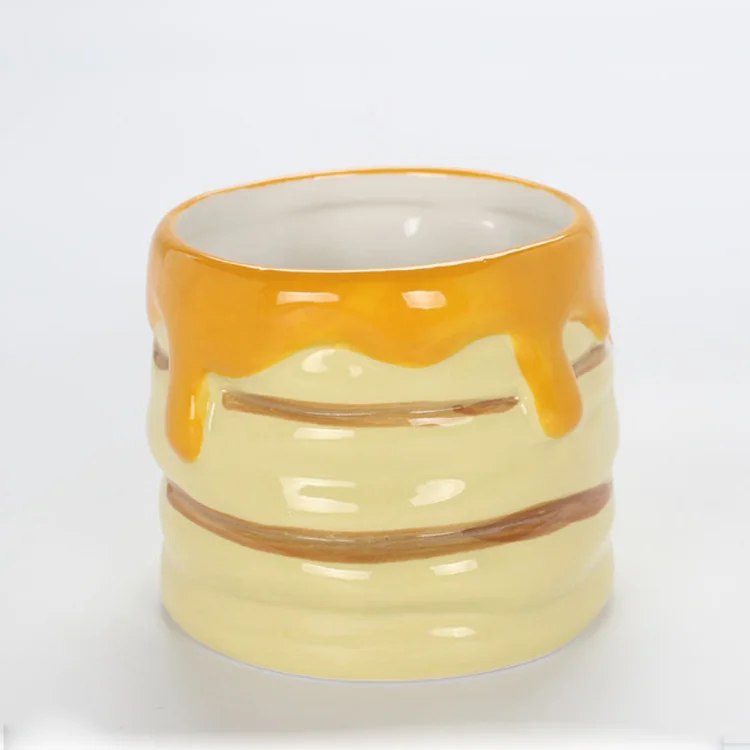 Custom 3D Funny Yellow Bread Butter Campagne Shape Ceramic Coffee Milk Mug