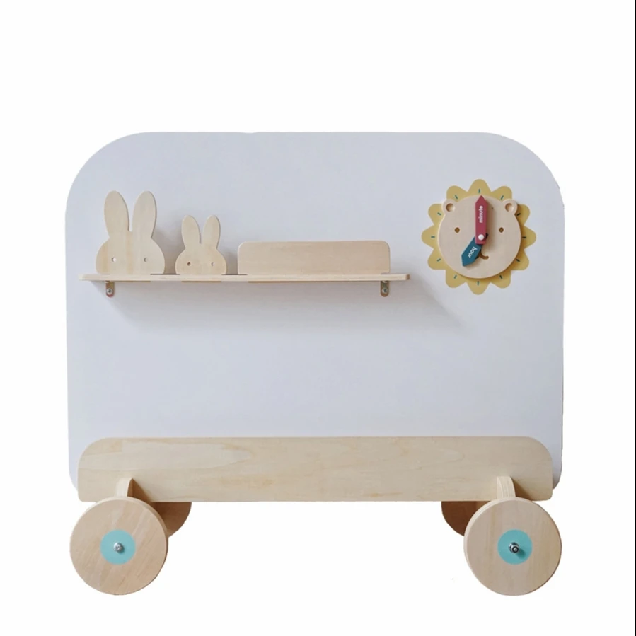 New Wooden Movable Drawing Board Storage Bookshelf Bookcase Other Baby Educational Push/Drag Classic Toys Kids Animals CE