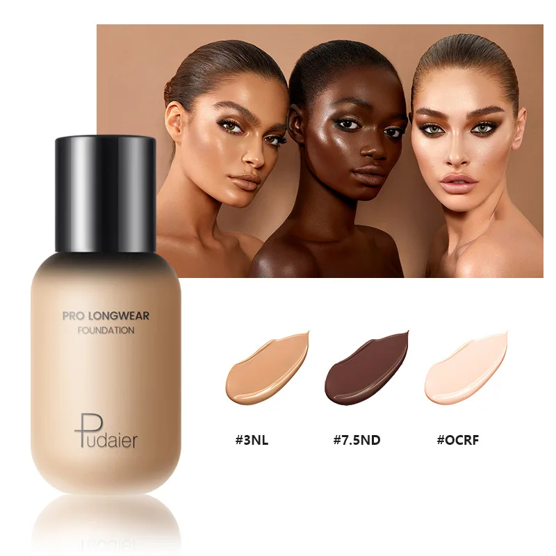 Pudaier 40ml professional concealing foundation makeup matte tonal base Liquid cosmetics foundation cream for face full coverage