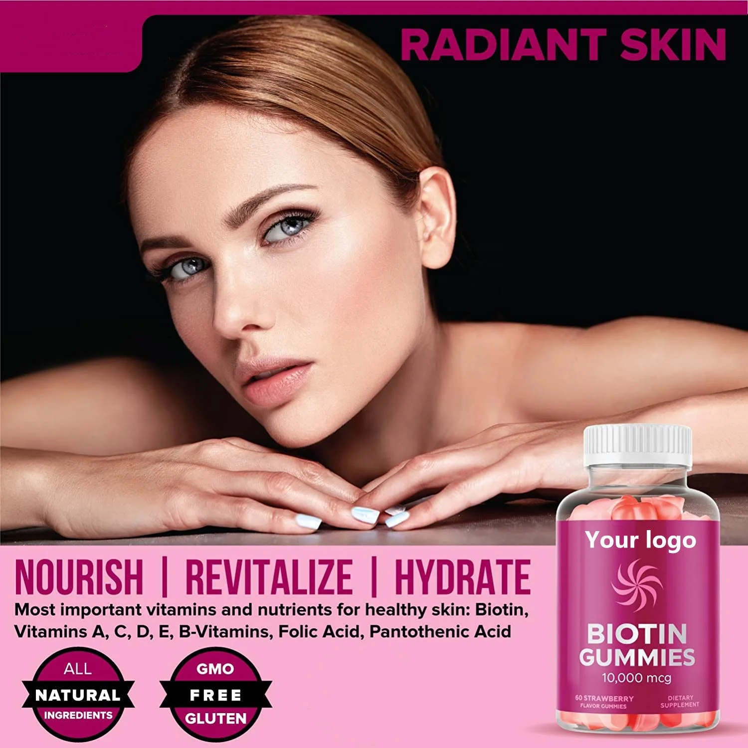 Hot Selling Biotin Gummies Vitamin Collagen gummies Supplement for Hair Skin Nail Growth