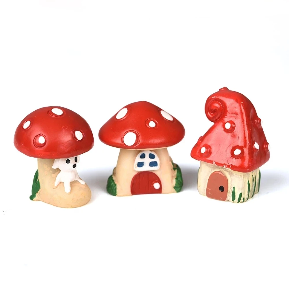 Mini Cute Resin Micro Landscape Decoration Garden Decor Miniatures Mushroom Decor Resin Mushroom