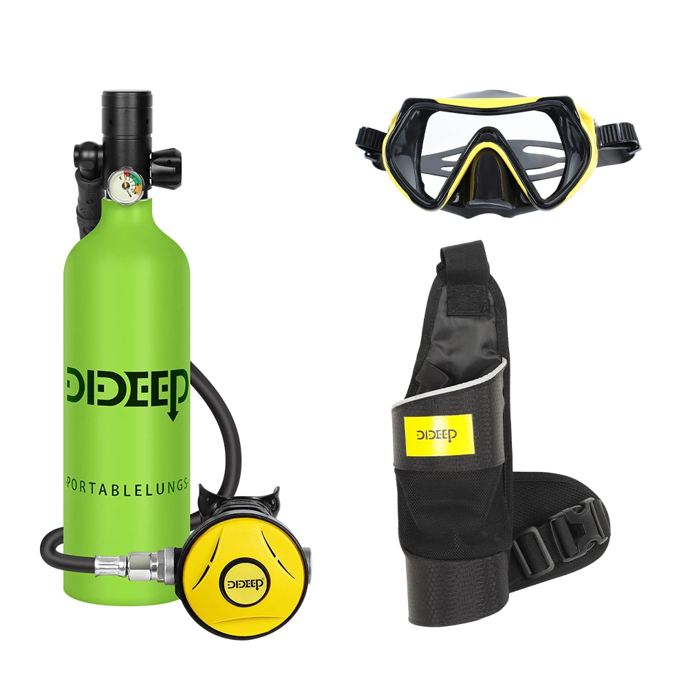 DIDEEP CE Approved Portable 1L Scuba Lung Air Tank With Mask For Diving