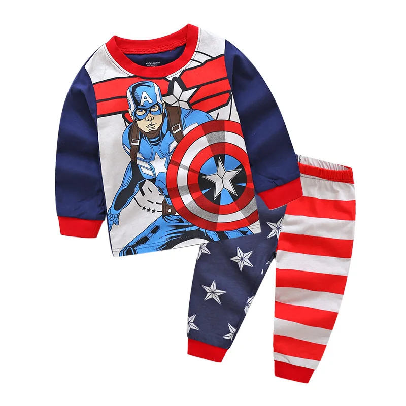 New Designer Superhero Captain Kids Pajamas Set Cotton Baby Boys Sleepwear Children Clothes Cosplay Costume 2-7Years