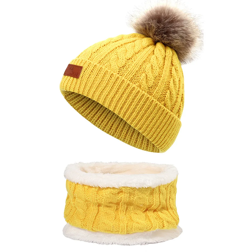 Wholesale Kids Toddle 100% Cotton Fur Pom Pom Knit Caps Knit Hat For Baby Baby Winter Hats Baby Hats & Caps