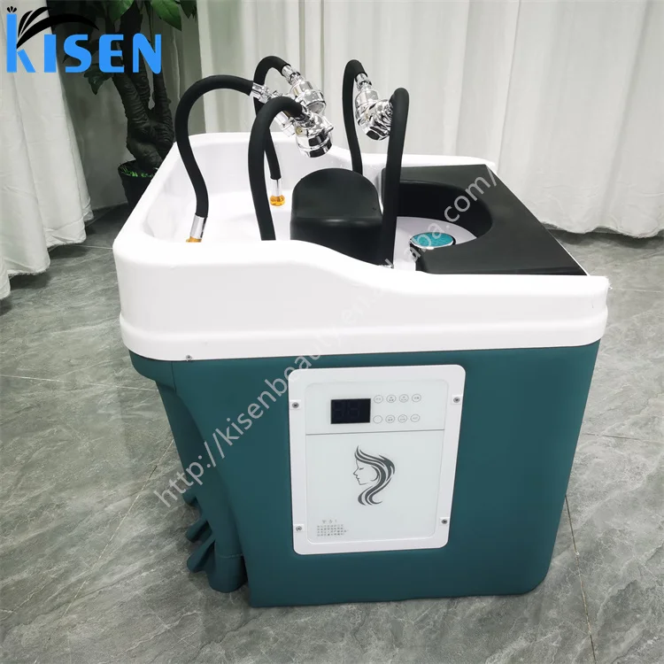 Kisen latest multi-head shower hair washing sink shampoo basin for water circulation with pipes connection