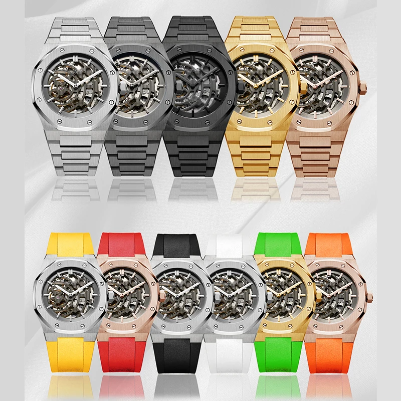 Stainless Steel Case 316L Wholesale Men Custom Mens Watch Luxury Mechanic Watches Skeleton 2022
