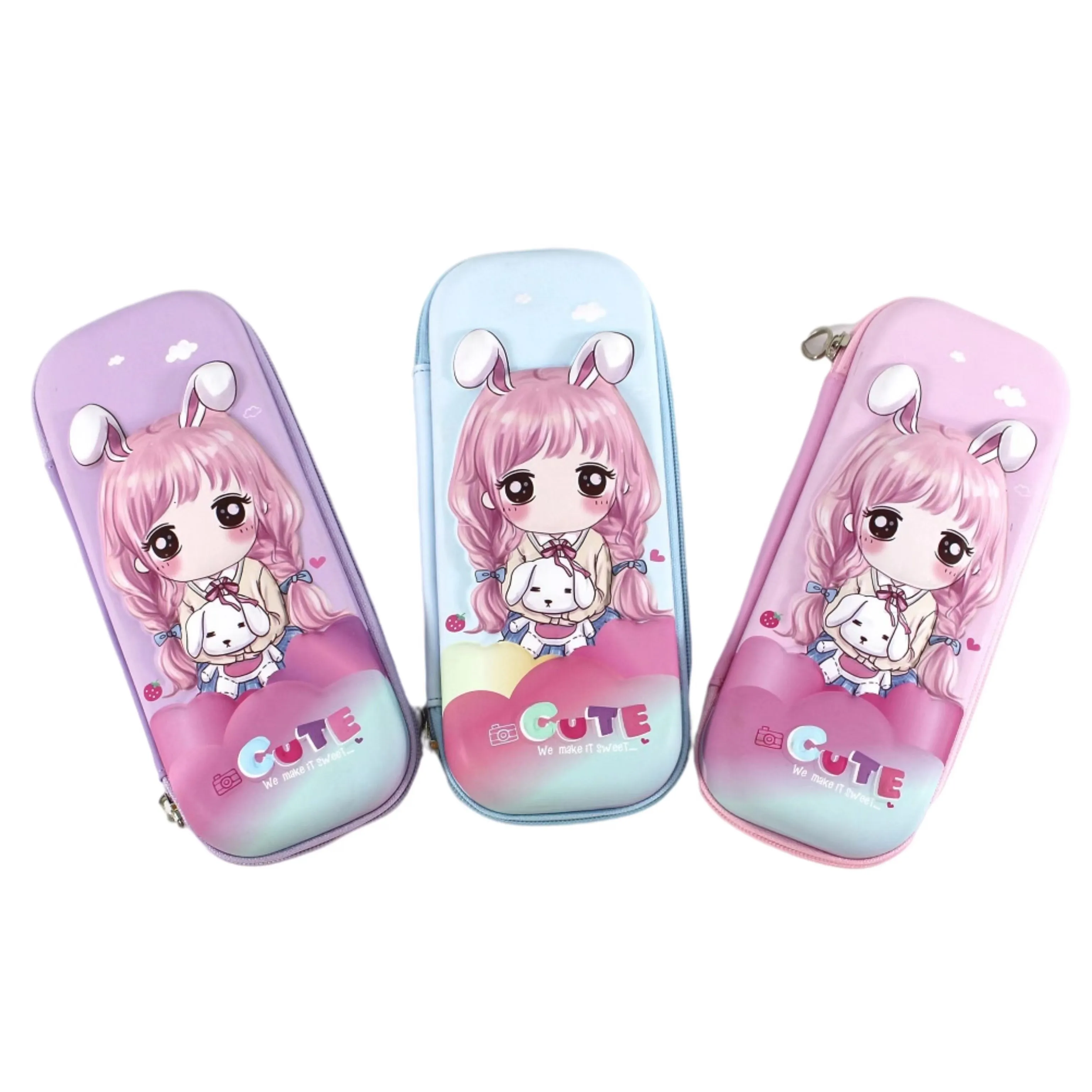 Pink girl 3D cute pen bag High-quality customized EVA stationery pencil case for students