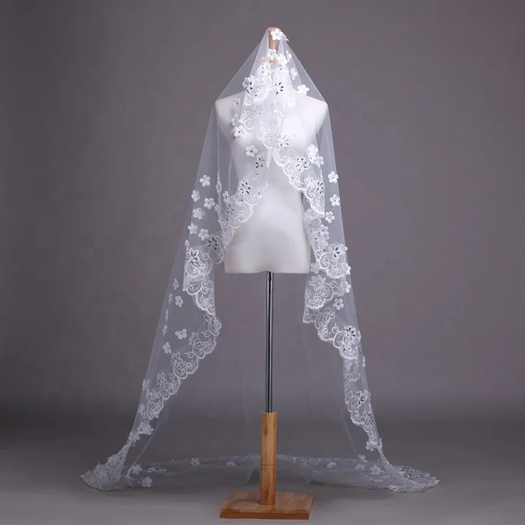 wholesale lace and flower wedding veils chapel