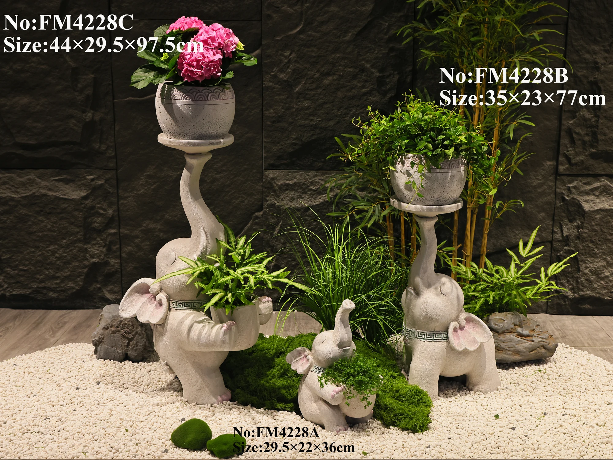 Hot selling Resin Crafts MGO Garden Decoration Elephant Flower Pot Statues For Backyard Patio Lawn Housewarming Gifts