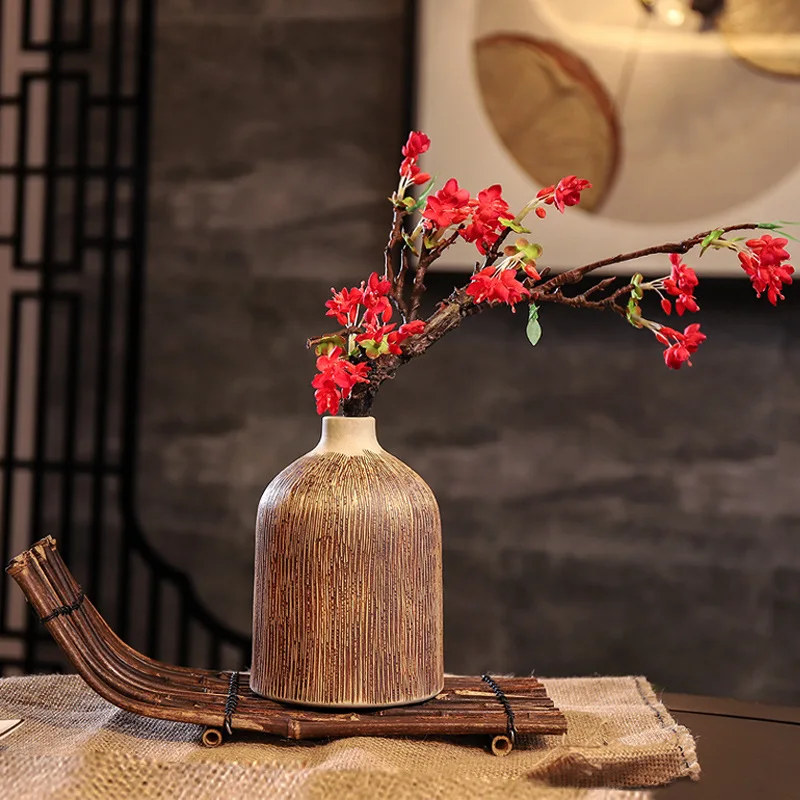 Vintage Earthenware Pot Living Room Decoration Dried Flower Vase Ceramic Vase