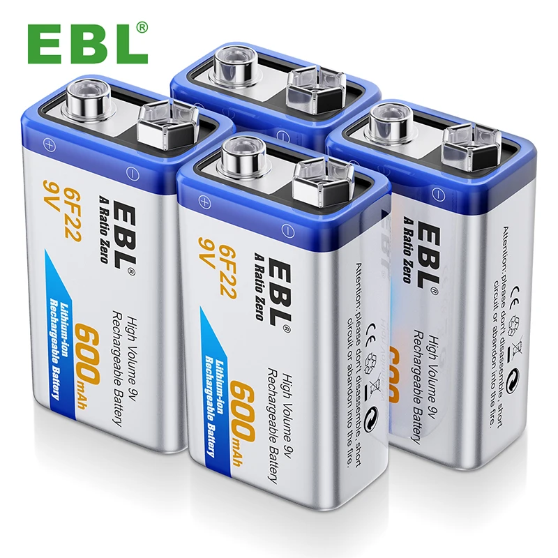 Дропшиппинг EBL аккумуляторная батарея Li Ion 600mAh 9V