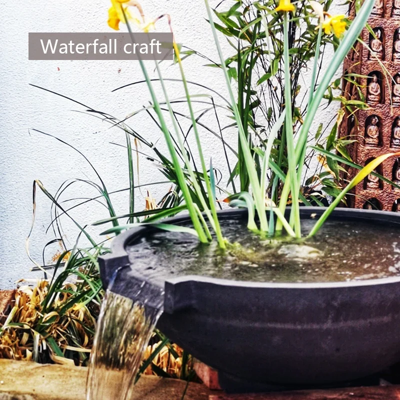 Resin Water Bowl Fountain and Waterfall Landscape Garden Pond Waterfall Outdoor Feng Shui Waterfall
