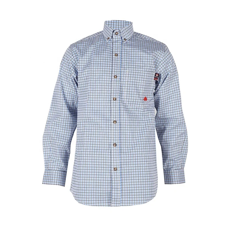 Оптовая продажа, мужская хлопковая огнестойкая рубашка в клетку 7 унций из нейлона, модный стиль