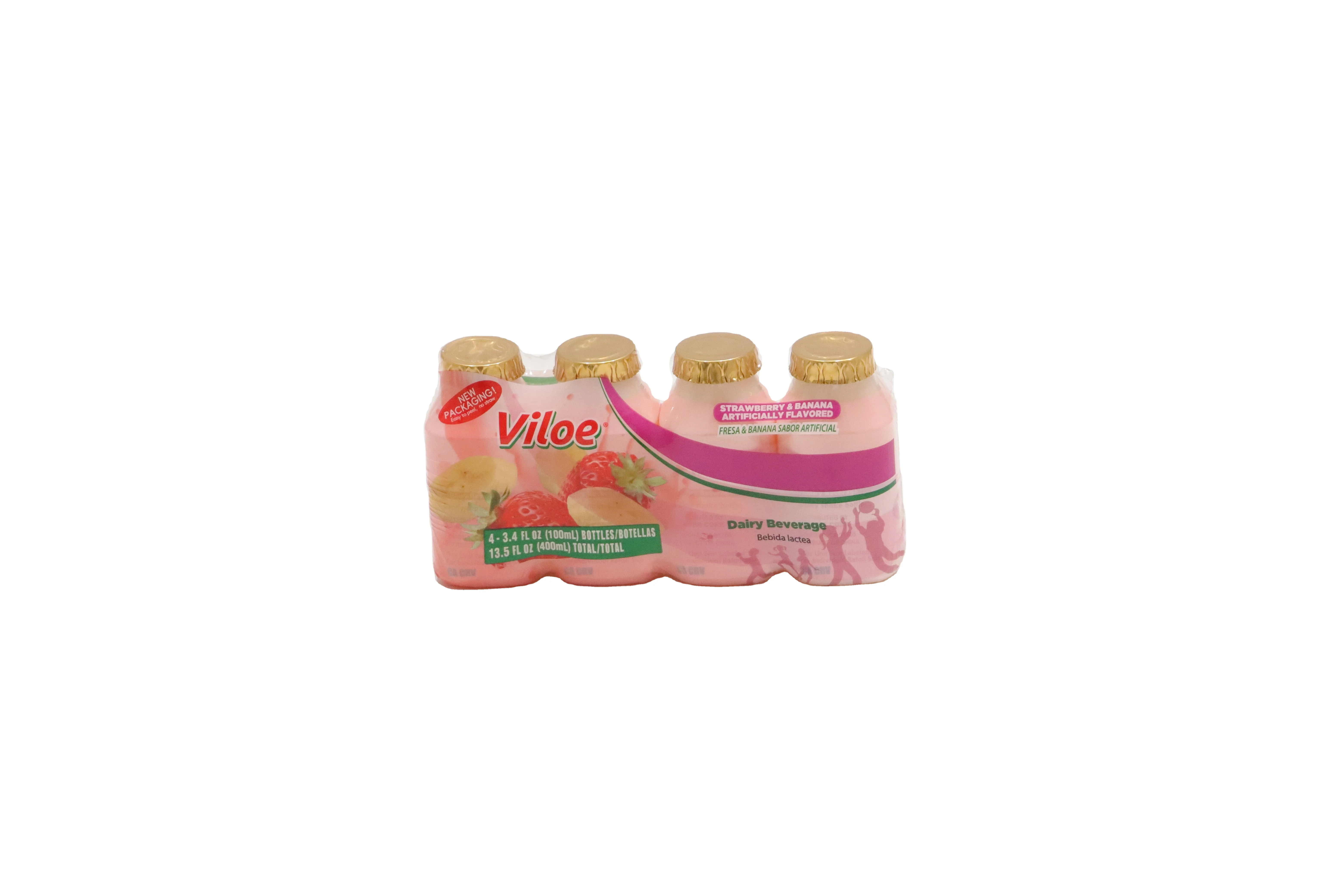 Viloe Lactobacillus Drink, Dairy Beverage,  Easy to Peel, No Straw, 4-3.4 FL OZ (100ML) Per Bottle