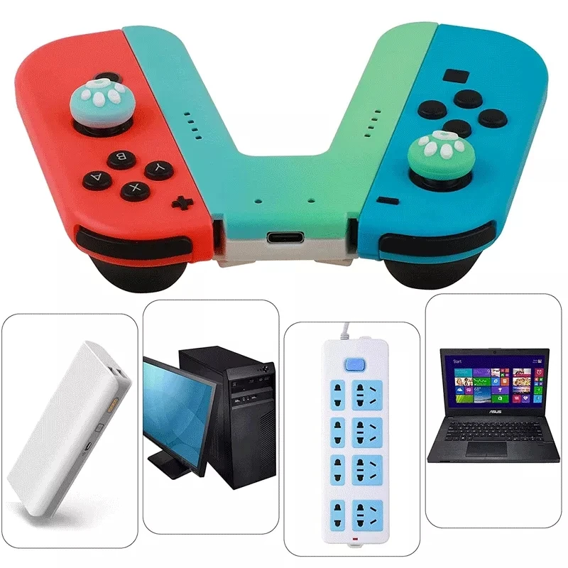 Joy-Con Charging Grip Compatible with NS Controllers and OLED,Portable Gradient V-Shaped Handle for Switch Joy-con joystick grip