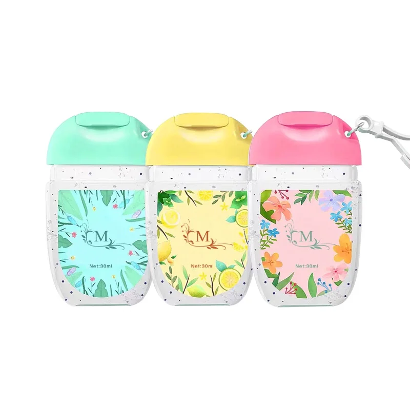 On Stock Wholesale Empty 30 ml Plastic Bottles for Hand Sanitizer Bottle with Key Chain
