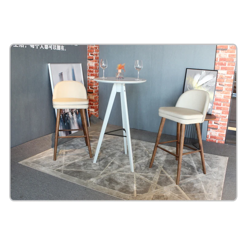 Manufacturer Nordic Restaurant Furniture Solid Wood Bar Stool Wood Frame Counter Stool Modern Kitchen High Bar Chairs Bar Stool