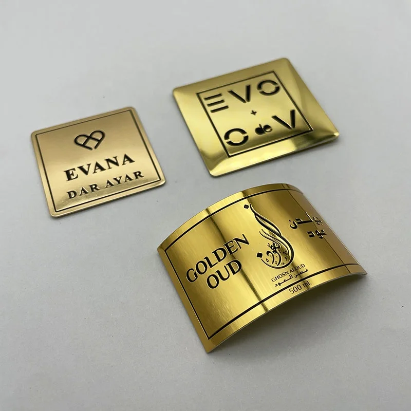 Customized Metallic Embossed Aluminum Perfume Logo Stickers Personalized Bottle Label Packaging Labels