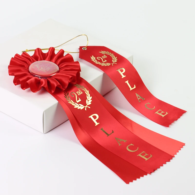 Factory OEM custom design Ribbon round ribbon Rosette badge race award ribbon rosette For Horse Show