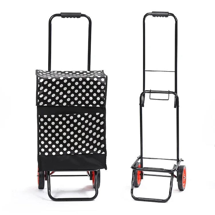 Custom printed grocery trolley bag folding wagon cart with 2 wheels