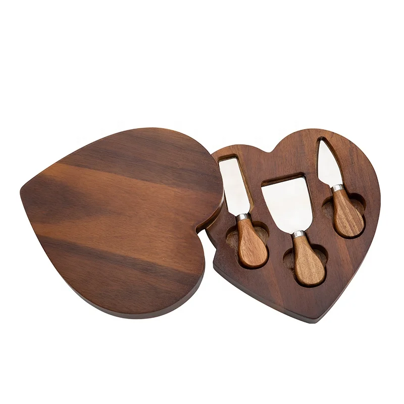 
Yangjiang factory wooden handle 4 pieces cheese cutter board and knife set 