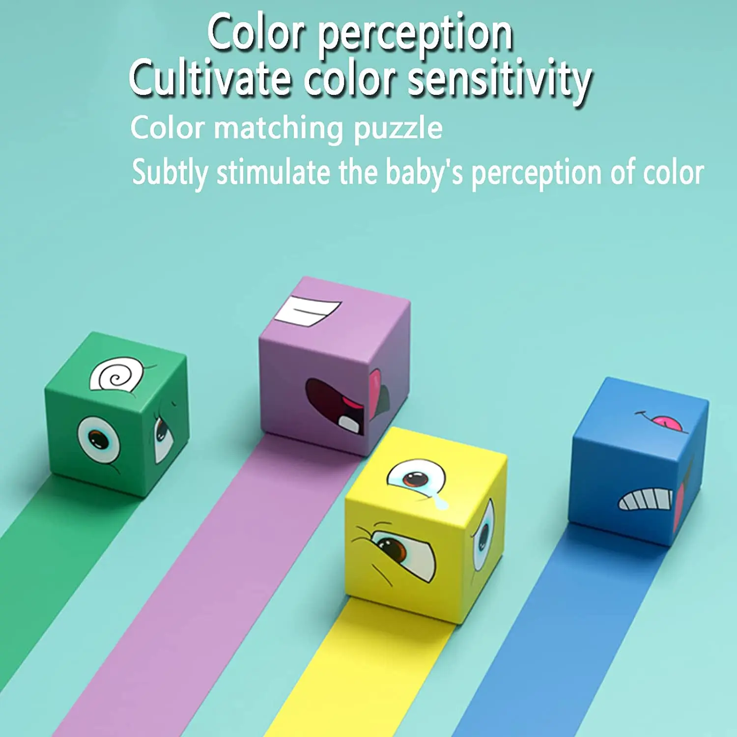 Wooden Expressions Matching Block Puzzles Building Cubes Portable Face-Changing Cubes Puzzle Games Toys for Kids