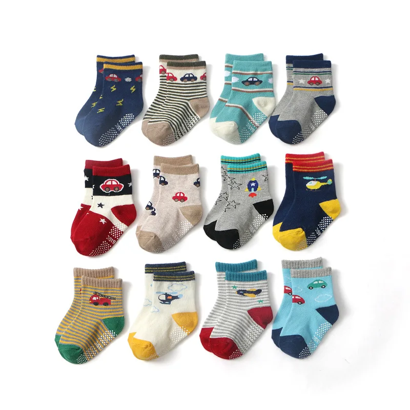 Super Comfy Boy Cotton Anti slip Anti drop Socks Set 12 pairs Set Cotton Baby Socks