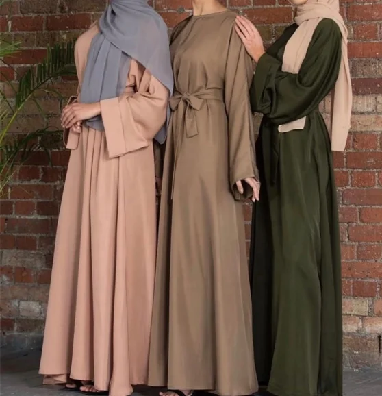 YiXin Abaya Women Muslim Dress 2022 Dubai Plain Color Long Sleeve Maxi Abaya Turkey Women Muslim Dress