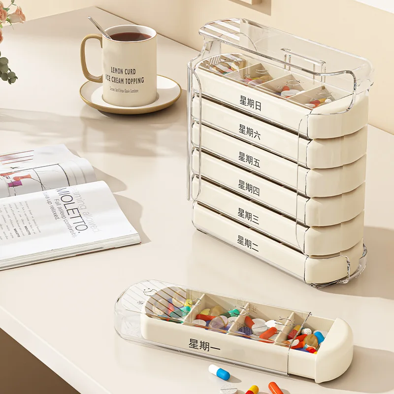 Convenient medicine box seven days a week 28 boxes of classified medicine box Elderly people carry