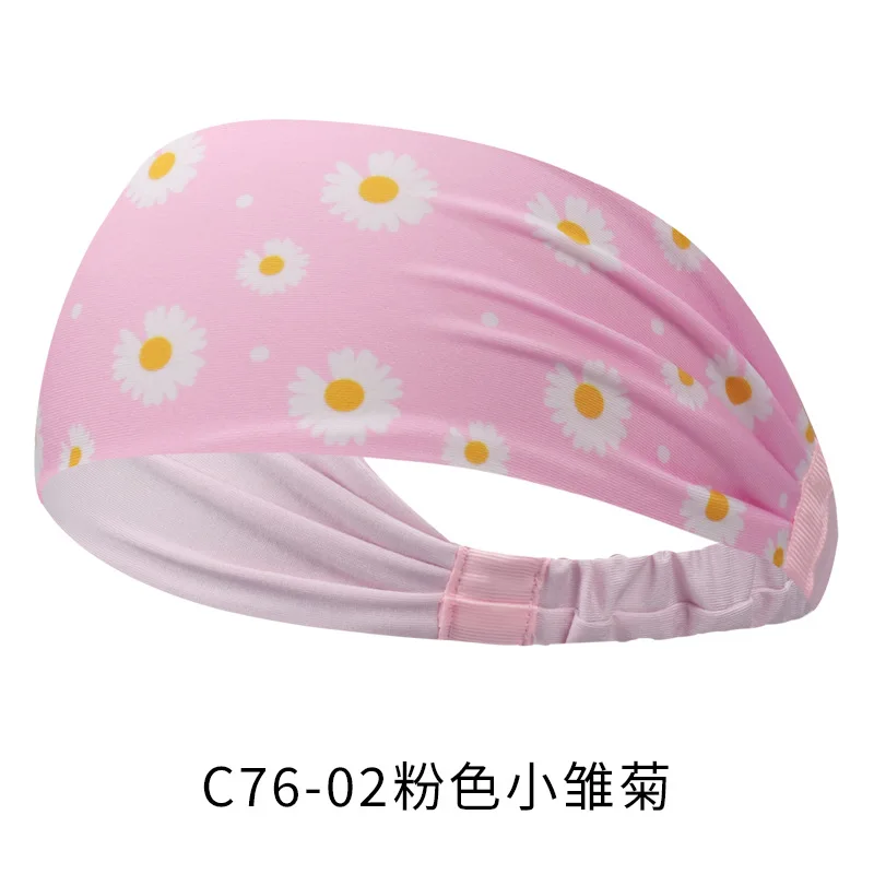 Yoga hair band Internet celebrity little daisy printed hair band fashion headband sweat-absorbent stretch exercise hair band