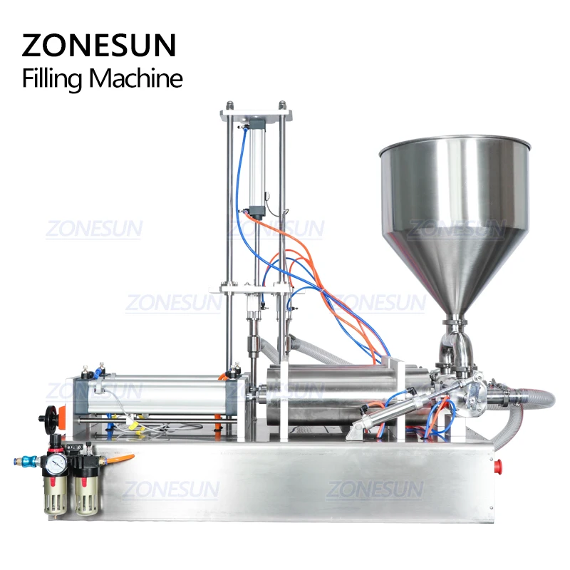 ZONESUN ZS-GTD2 Double Diving Nozzles Water Cream Shampoo Moisturizer Lotion Cosmetic Oil Honey Stick Food Paste Filling Machine