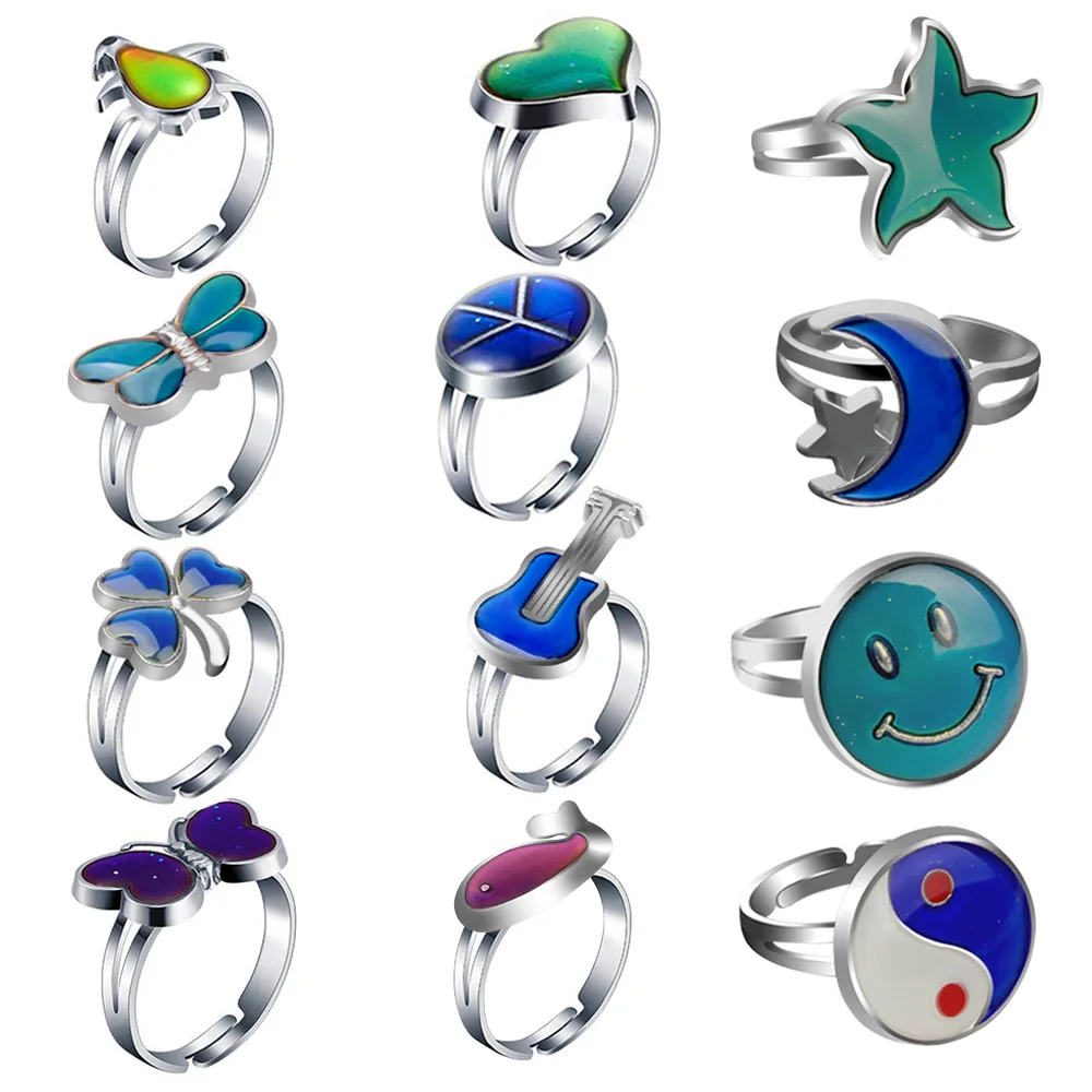 2022 Fashionable Small Animal Cute Rings Temperature Color Change Stone Rings For Boys Girls