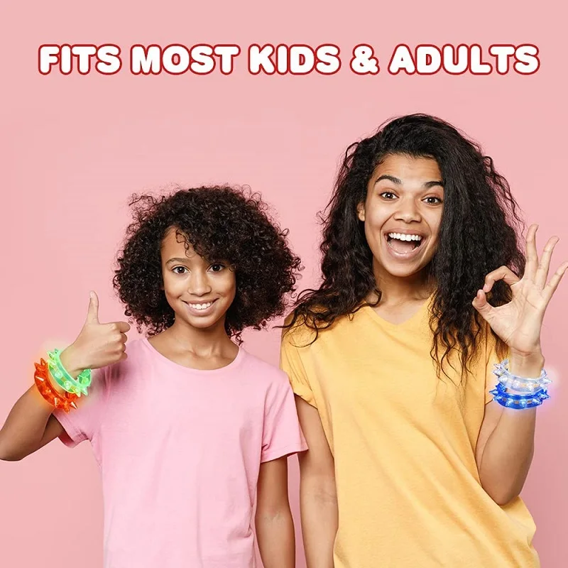 Goodie Bag Fillers Light Up Spiky LED Bracelets Flashing Party Favors LED Wristbands for Kids Girls Boys Adults Gifts
