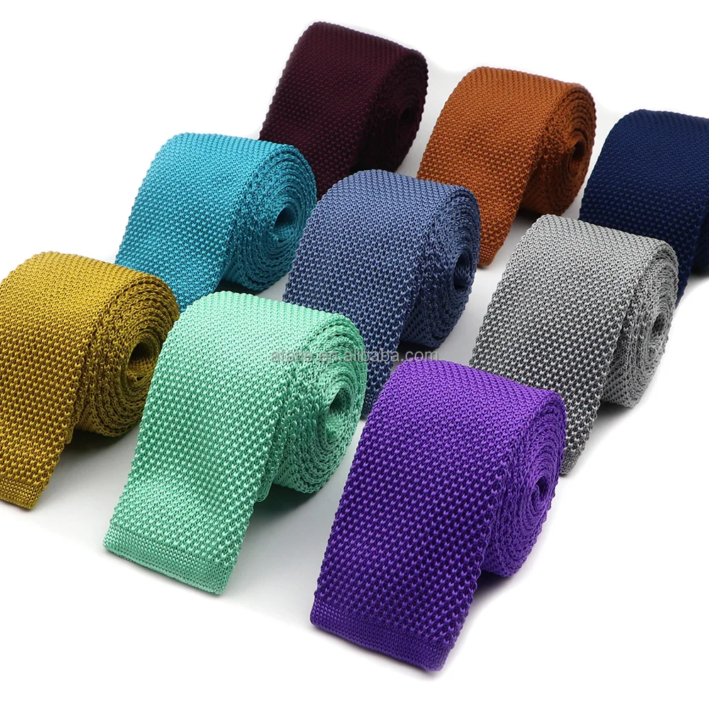 Мужской вязаный однотонный галстук, Модный Узкий Тонкий вязаный галстук для мужчин, узкий тканый дизайнерский галстук