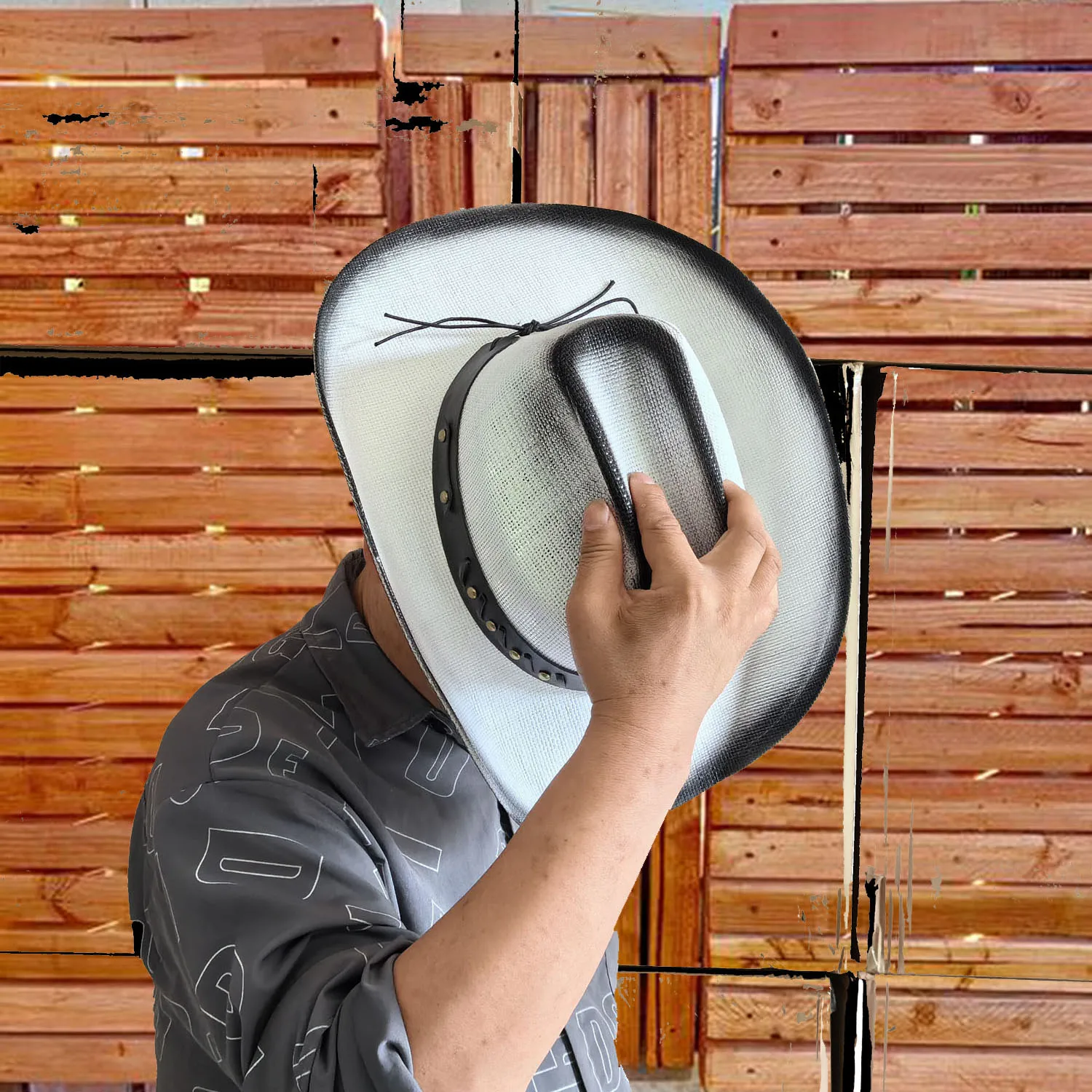 Stock Men Paper Straw Cowboy Hat US TEXAS unisex Painting striped Big Brim Sombreros Bull Cowgirl Cowboy Straw Hat