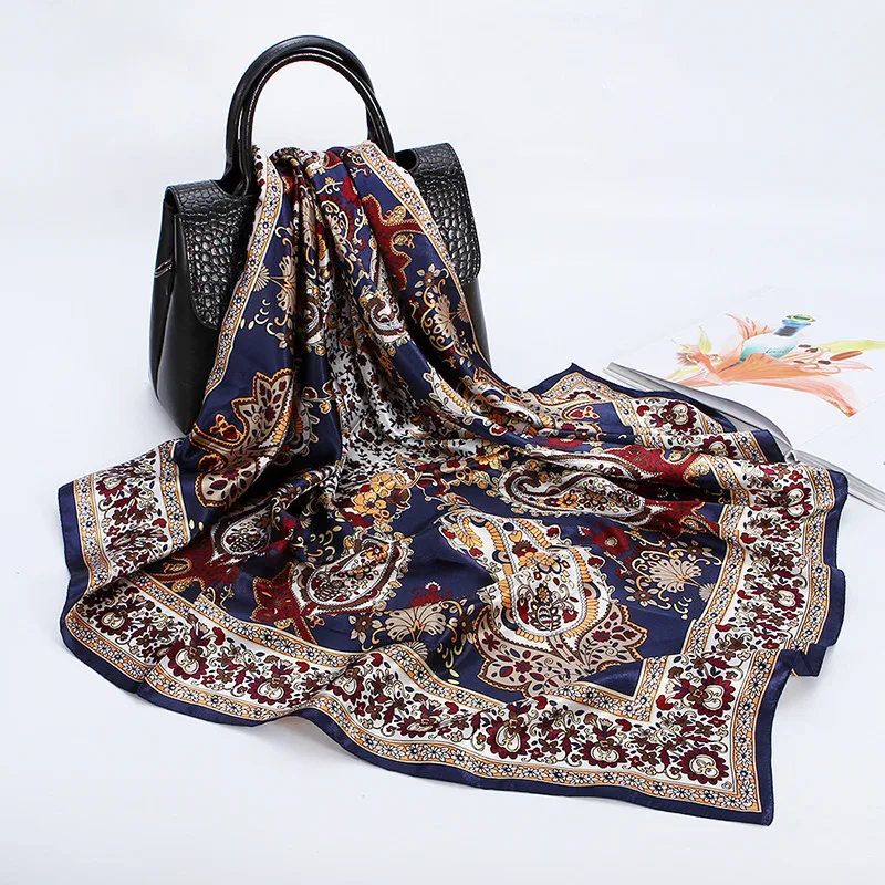 New Cashew Printing Silk Scarf National Style Colourful Cashew Silk Scarf 90*90cm Square Silk Scarf