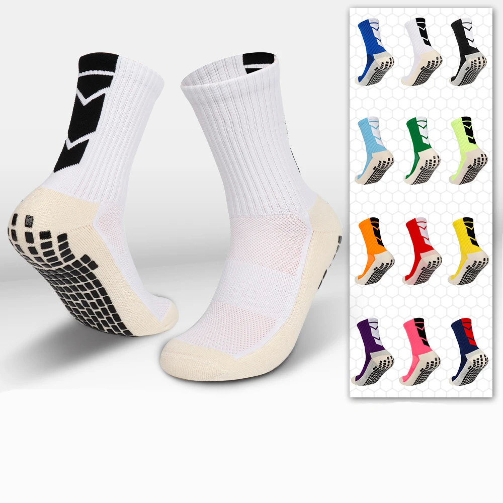 Custom Men Soccer Sock Anti Slip Non Slip Football Basketball Sports Grip Pads Cushion Socks