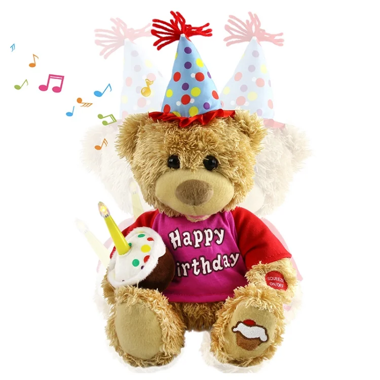Birthday Teddy Bear Musical Giant Teddy Bear Singing and Swinging Plush Toy Interactive Animated Kids Gift